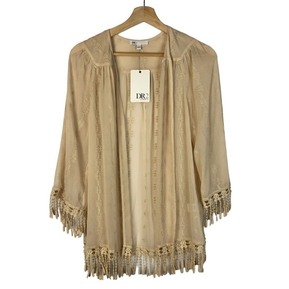 DR2 Beige Tassel Long Sleeve Kimono S - Picture 1 of 3